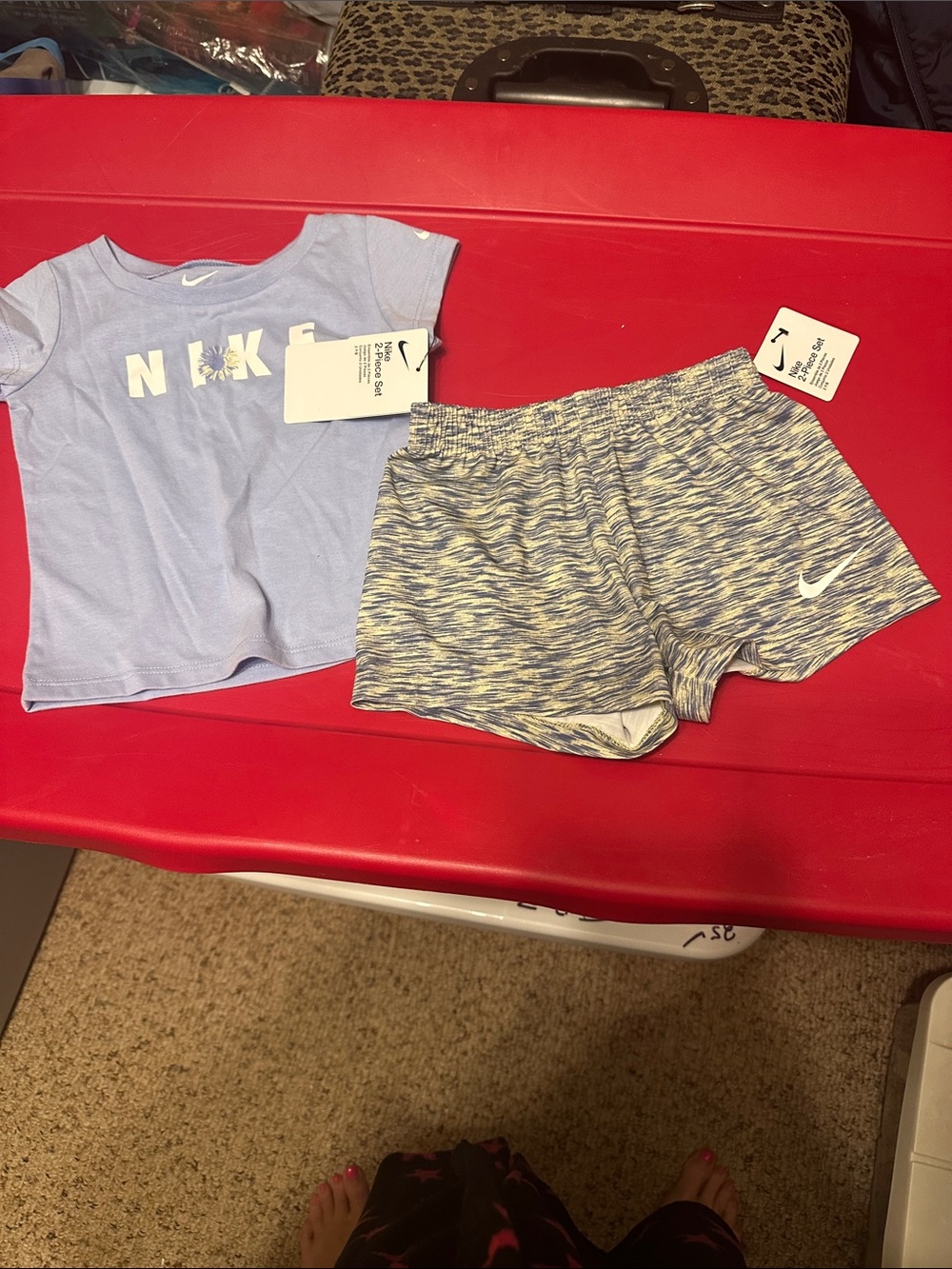 Nike Girls Light purple Tee with Space-Dye gray Shorts Set
